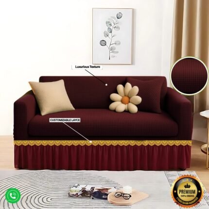 Honeycomb Premium Textured Maroon Sofa Cover